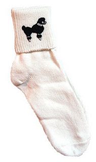 Adult Sz 9 11 Bobby Socks w Black Poodle Clothing