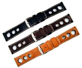 HIRSCH 20mm BROWN RALLY RACING STYLE WATCHBAND