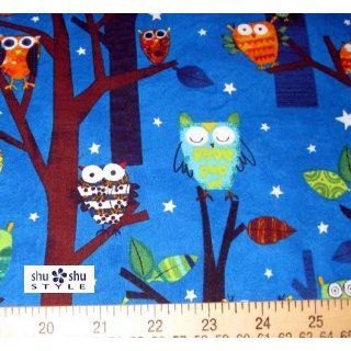 Forest Fun Owls Blue Fabric Two Yards (1.8m) AAS 7586 192