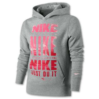 Nike YA76 Kids Pull Over Hoodie Grey/Pink