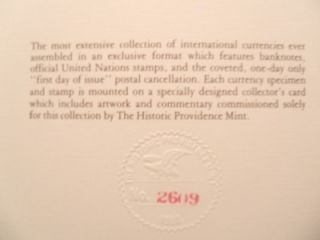 World Currency Collection Binder and COA Only No Banknotes
