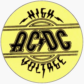 AC/DC   High Voltage (Logo on Yellow)   1 1/2 Button