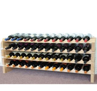  Natural Wood Wine Rack Storage 4 Rows Home Furniture Christmas