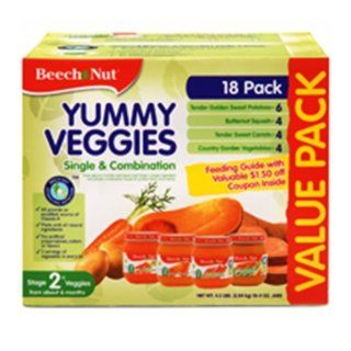 Beech Nut Stage 2 Yummy Veggies Vegetable Value Pack, 4 Ounce Jars