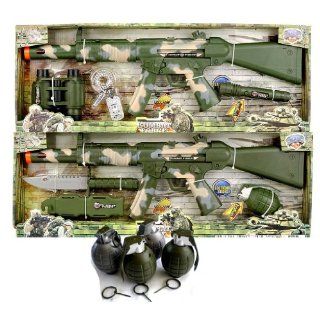 Kids Toy 12pc Military Army B/o Machine Guns, B/o Grenades
