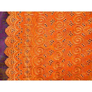 Orange Allover Cotton Eyelet Embroider Fabric 44 By the