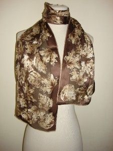Vera for Honey Collection Oblong Silk Scarf Bown Leaves