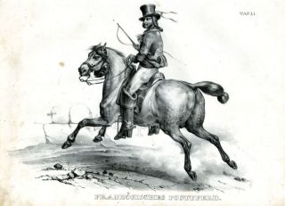 1840 SCHINZ Honegger Lithograph French Post Horse