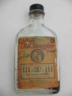 Antique 1 5 Oz Spoof Liquor Bottle Garlic Brand Old Snuggler Whiskey