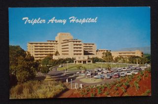  Army Tripler General Hospital Old Cars Honolulu Hi Postcard