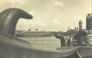 USS Matsonia at Honolulu Harbor Hawaii CIR 1920s Photo