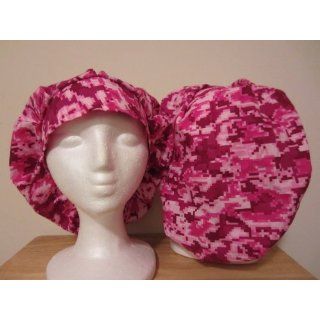 Womens Bouffant Scrub Cap, Adjustable, Pink Digital Camo