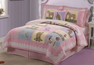 Girl Horse Lavender Ranch Pony Horse Shoe Girl Twin Bed in A Bag Set