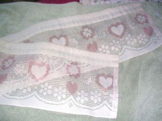 Vintage Louis Hornick 1988 Lace White Pink Valance Curtian