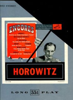 RCA LM 1171 Vladimir Horowitz Piano Encores Bach Debussy etc 1950s LP