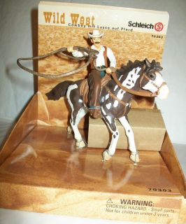 Schleich Wild West Cowboy with Lasso on Horse Retired Free Domestic