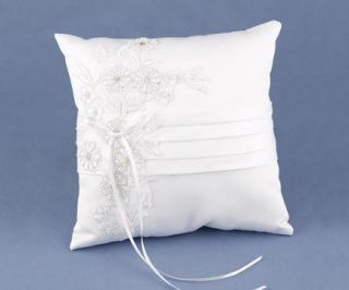 New Hortense B Hewitt White Lace Flower Ring Pillow