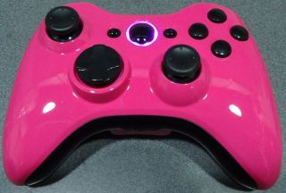 New Custom Xbox 360 Wireless Controller Glossy Pink Black