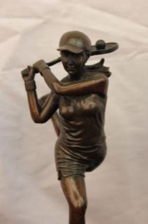 Original Girl Tennis Player Bronze Sculpture Book End Art Deco
