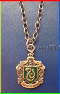 New Hot Movie Harry Potter Cosplay Slytherin Crest Green Necklace S003
