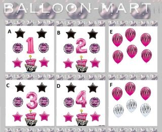 Zebra Pink Black Birthday Party Supplies Decorations 1st 2nd 3rd 4th