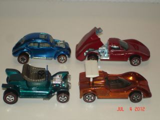 Lot of 4 Vintage Hotwheels Redline Diecast Toy Cars
