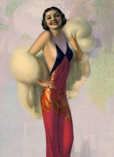 Art Deco RARE Rolf Armstrong Pin Up Print 1938 Modernist Flapper Girl