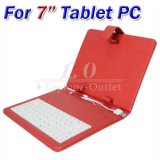 USB White Keyboard Leather Case Stand Cover +Stylus for 7 Tablet PC