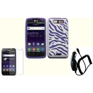 Dark Purple/Black PC+Silicone Zebra Case Cover+LCD Screen