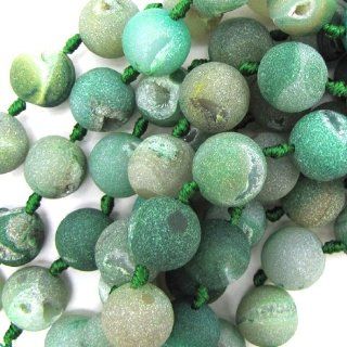 14mm matte druzy agate round beads 7 strand green Home