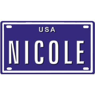 NICOLE USA BIKE LICENSE PLATE. OVER 400 NAMES AVAILABLE
