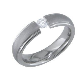 Amedee Titanium Engagement Ring with Tension Set Diamond