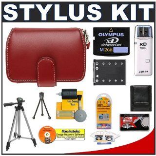 Olympus Stylus Premium Red Leather Case with 2GB Card + LI