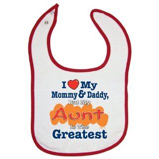 So Relative Red Piping Terry Cloth Baby Bib   I Love