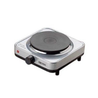 Aroma AHP 303SB Single Hot Plate, Silver and Black