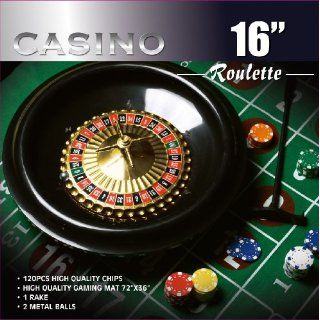 Da Vinci 16 Inch Roulette Wheel Game Set with 120 11.5 Gram Chips