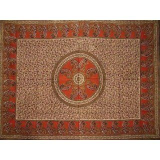  Jaipur Paisley Mandal Heavy Cotton Spread 88 x 106 Red: Home & Kitchen