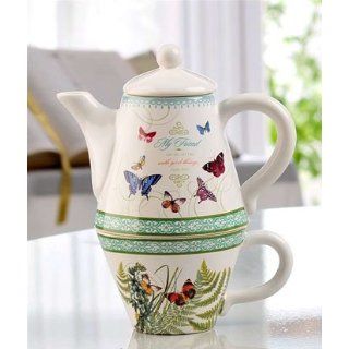  Butterfly Tea For One Friends Psalm 103.5 Teapot Cup