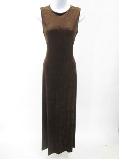 Huey Waltzer Brown Velvet Sleeveless Long Dress Sz 8