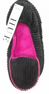 Hue Shues Womens Corduroy Loafer Non Skid Slip Resistant Slipper Black