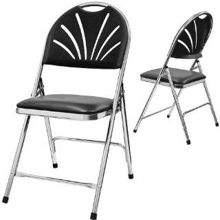Phoenixx Fan Back Folding Chair with Padding Color: Black