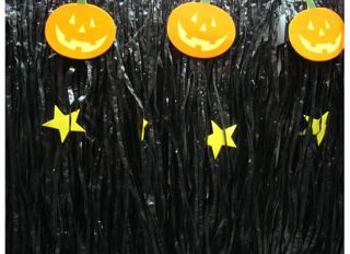 Halloween Luau Party Hula Skirt Pumpkins Black Plastic Raffia Costume