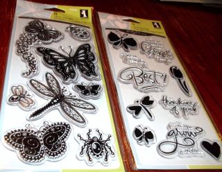 CLEAR INKADINKADO STAMPS FRIENDS FLOWERS BUGS BUTTERFLIES wrks CTMH