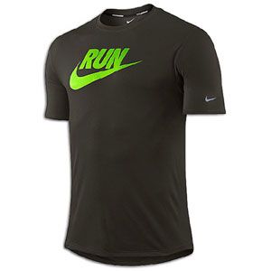 Nike Dri Fit Run S/S T Shirt   Mens   Running   Clothing   Sequoia