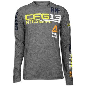 Reebok CrossFit L/S Tri Blend Graphic T Shirt   Mens   Dark Grey
