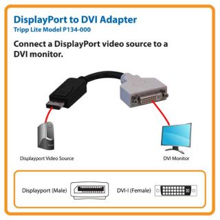 TRIPP LITE DisplayPort Male to DVI I Single Link Female Adapter (P134