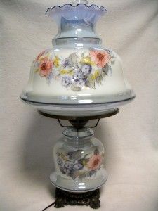 Large Vintage Hurricane Table Lamp Accurate Casting 3 Way Grey Blue