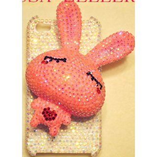 3D PINK LOVE RABBIT Bling iPhone 4 & 4S Case with High