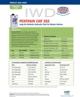 Power Steering Fluid Hydraulic Pump Fluid Pentosin CHF202 Audi VW Saab
