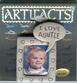 Pewter I Love Auntie Photo Frame Pin by JJ Gift Boxed